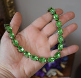Green Erinite Aurora Crystal Collet Necklace - Medium Oval