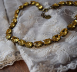 Golden Yellow Swarovski Crystal Necklace - Medium Oval