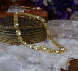 Light Yellow Swarovski Crystal Collet Necklace - Medium Oval