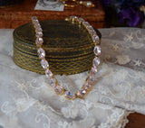 Light Pink Aurora Crystal Necklace - Medium Oval