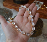 Light Pink Aurora Crystal Necklace - Medium Oval