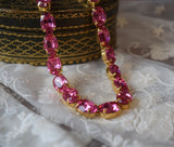 Bright Pink Swarovski Crystal Collet Necklace - Medium Oval