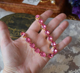 Bright Pink Swarovski Crystal Collet Necklace - Medium Oval