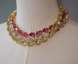 Light Pink Aurora Crystal Necklace - Medium Oval