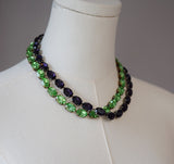 Green Erinite Aurora Crystal Collet Necklace - Medium Oval