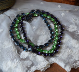 Green Erinite Aurora Crystal Collet Necklace - Medium Oval