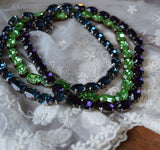 Navy Blue Swarovski Crystal Collet Necklace - Medium Oval