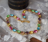 Pastel Swarovski Crystal Harlequin Collet Necklace - Medium Oval