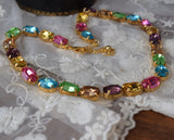 Pastel Swarovski Crystal Harlequin Collet Necklace - Medium Oval