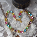 Pastel Swarovski Crystal Harlequin Collet Necklace - Medium Oval