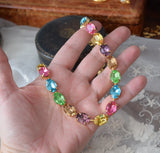 Pastel Swarovski Crystal Harlequin Collet Necklace - Medium Oval