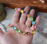 Pastel Swarovski Crystal Harlequin Collet Necklace - Medium Oval