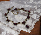 Garnet Swarovski Crystal Halo Necklace with Teardrop - Large and Tiny Oval