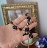 Garnet Swarovski Crystal Halo Necklace with Teardrop - Large and Tiny Oval