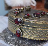 Garnet Swarovski Crystal Halo Necklace with Teardrop - Large and Tiny Oval