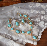 Turquoise and Crystal Halo Necklace - Large Oval with Teardrop