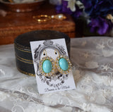 Light Turquoise Halo Earrings - Large Oval