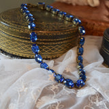 Sapphire Aurora Crystal Collet Necklace - Medium Oval