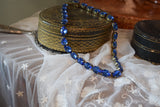 Sapphire Aurora Crystal Collet Necklace - Medium Oval
