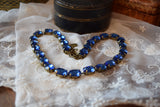 Sapphire Aurora Crystal Collet Necklace - Medium Oval
