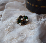 Renaissance Quatrefoil Brooch - Green, Black, and Pearl