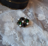 Renaissance Quatrefoil Brooch - Green, Black, and Pearl