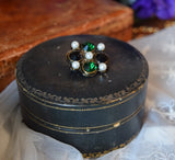 Renaissance Quatrefoil Brooch - Green, Black, and Pearl