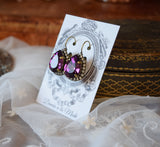 Amethyst Swarovski Halo Earrings - Large Teardrop