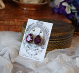 Amethyst Swarovski Halo Earrings - Large Teardrop