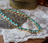 Aquamarine Swarovski Crystal Necklace - Medium Oval