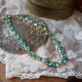 Aquamarine Swarovski Crystal Necklace - Medium Oval