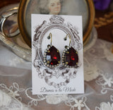 Garnet Swarovski Halo Earrings - Large Teardrop