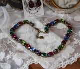 Jewel Tone Harlequin Aurora Crystal Collet Necklace - Medium Oval