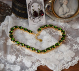 Olive Aurora Crystal Collet Necklace - Medium Oval