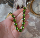 Olive Aurora Crystal Collet Necklace - Medium Oval