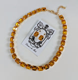 Light Orange Topaz Collet Necklace - Small Octagon
