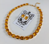Light Orange Topaz Collet Necklace - Small Octagon