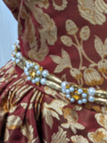 Renaissance Girdle Belt - Golden Crystal, Pearl, and Dark Gold- 36" + Extension
