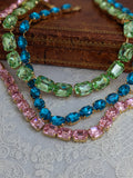 SALE! Dark Aquamarine Aurora Crystal Collet Necklace - Medium Oval