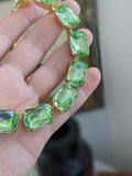 SALE! Light Green Aurora Crystal Necklace - Large Octagon