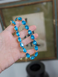 SALE! Dark Aquamarine Aurora Crystal Collet Necklace - Medium Oval