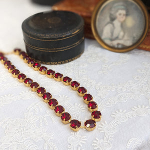 SALE! Garnet Swarovski Collet Necklace - Small Oval