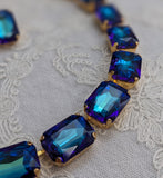 Sale! Blue Capri Aurora Crystal Necklace - Large Octagon