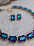 Sale! Blue Capri Aurora Crystal Necklace - Large Octagon