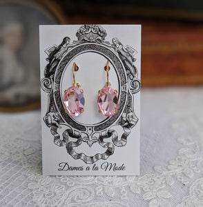 Light Pink Swarovski Earrings - Medium Oval - ON SALE