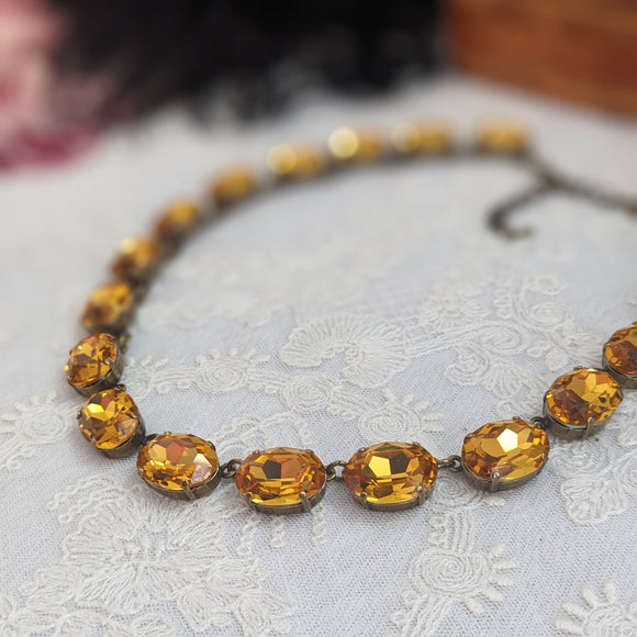 Orange Topaz Aurora Collet Necklace - Large Oval