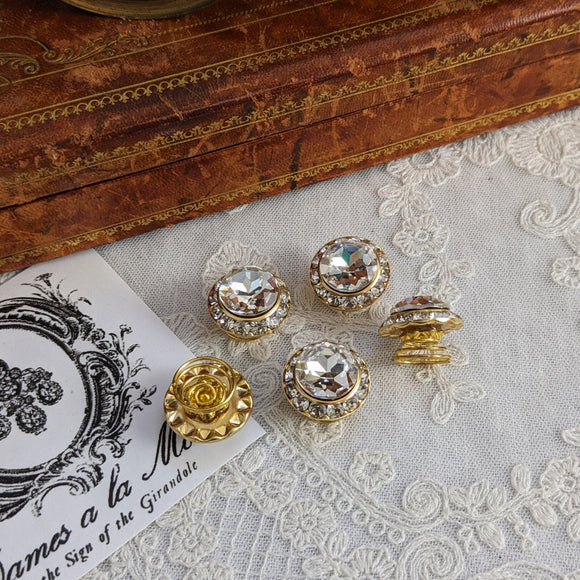 Rhinestone Hair Decorations - Round Gold and Crystal