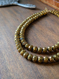 Golden Beaded Necklace - Faceted Single or Double Strand