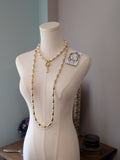 Renaissance Jewelry Set - White Pearl, Gold Bead, Citrine Crystal