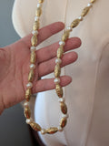 Renaissance Jewelry Set - White Pearl, Gold Bead, Citrine Crystal